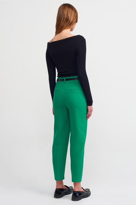Hochtaillierte gerade Crepe-Hosen mit Gürtel - Image 2