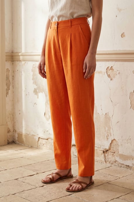 Hochtaillierte gerade Crepe-Hosen - Image 1