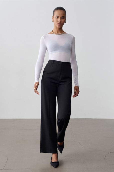 Damen Hochbundige Gerade Schnitt Krepp-Hosen - Image 1