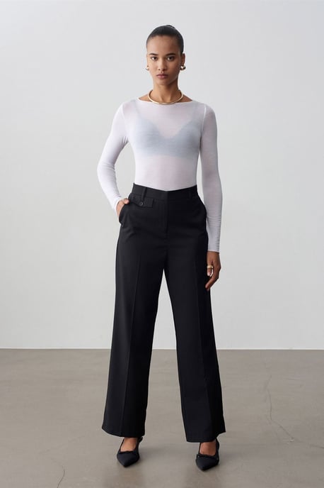 Damen Hochbundige Gerade Schnitt Krepp-Hosen - Image 3