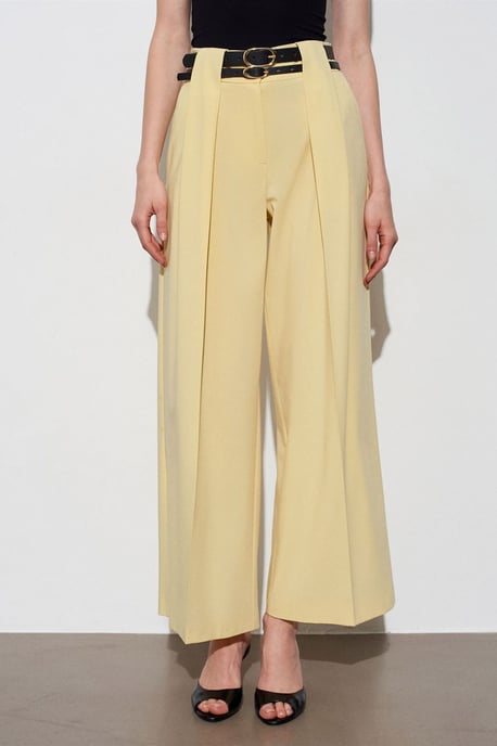 Hoch taillierte, weite, gefaltete Hose - Image 3