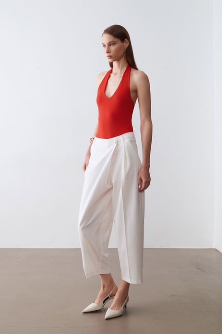 Hoch taillierte weite Crepe-Hosen - Image 1