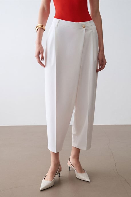 Hoch taillierte weite Crepe-Hosen - Image 3