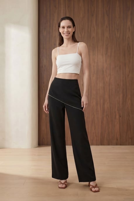 Hoch taillierte weite Crepe-Hosen - Image 3