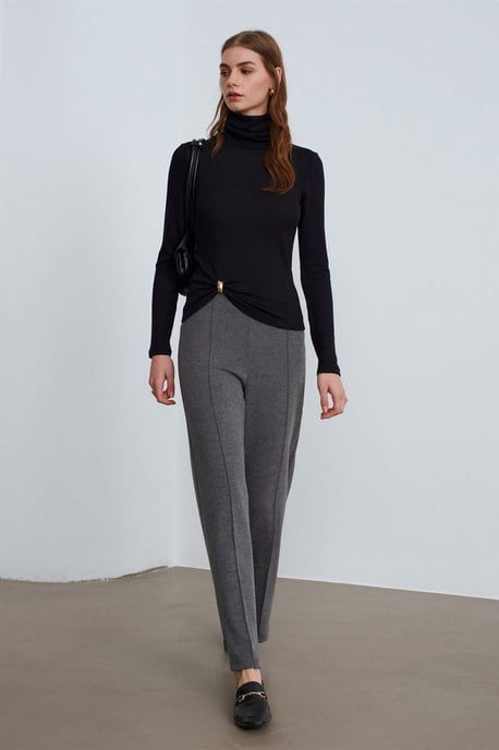 Damen Mid-Waist Weite-gewebte Hose - Image 5