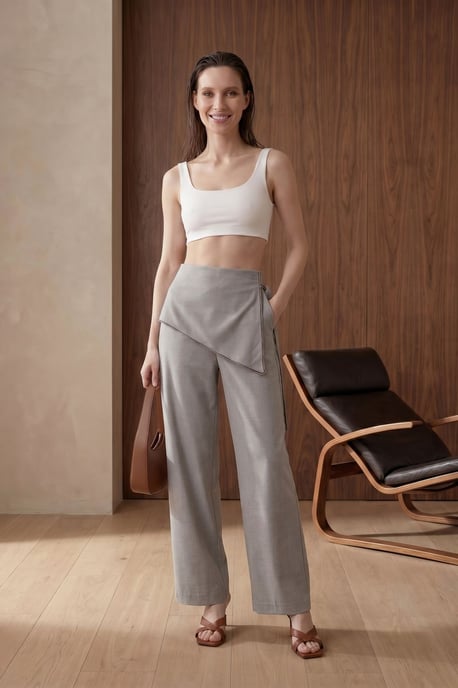 Hoch taillierte weite Crepe-Hosen - Image 2