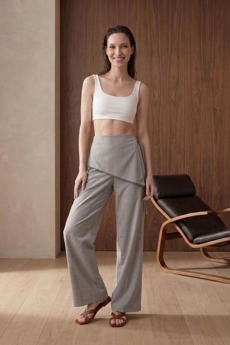 Hoch taillierte weite Crepe-Hosen - Image 6