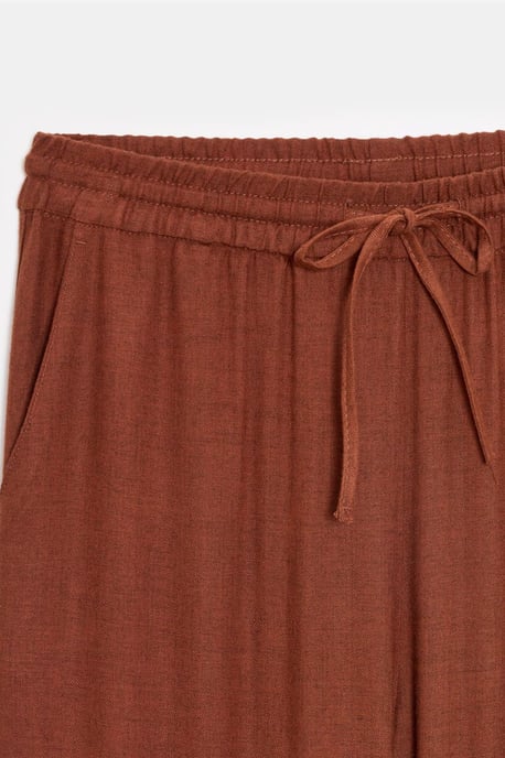 Damen Woven-Hosen mit weitem Bein und Kordelzugbund - Image 3