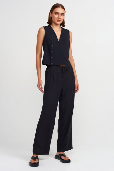 Damen Tencel-Hosen mit weitem Bein und Kordelzugbund - Image 1