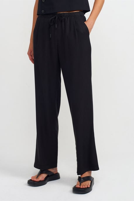 Damen Tencel-Hosen mit weitem Bein und Kordelzugbund - Image 3