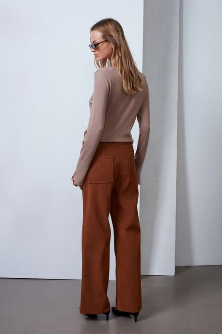Damen High-Waist Weitbeinige Lederimitat-Hose - Image 2