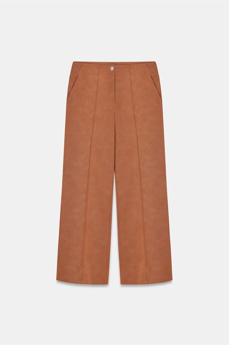 Damen High-Waist Weitbeinige Lederimitat-Hose - Image 5
