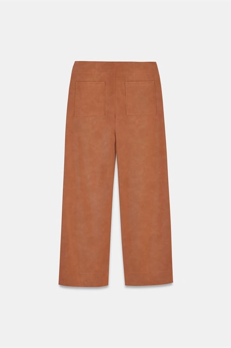 Damen High-Waist Weitbeinige Lederimitat-Hose - Image 6