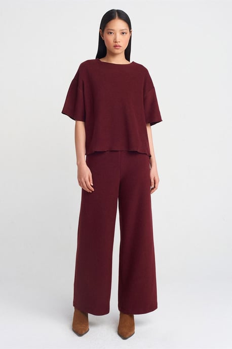 Damen Hohe Taille Weite Strickhose - Image 1