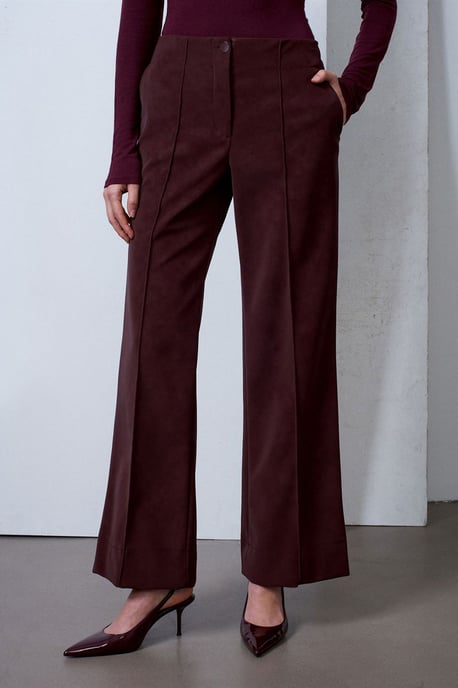 Damen High-Waist Weitbeinige Kunstlederhosen - Image 2
