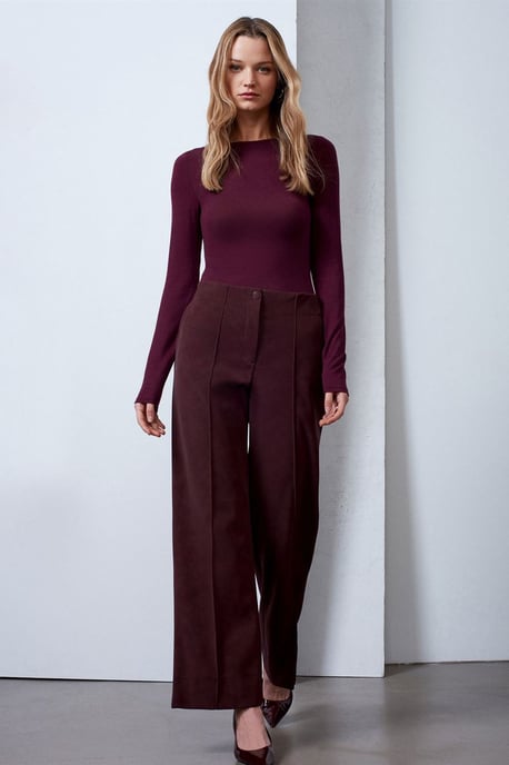 Damen High-Waist Weitbeinige Kunstlederhosen - Image 3