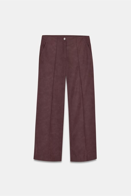 Damen High-Waist Weitbeinige Kunstlederhosen - Image 4