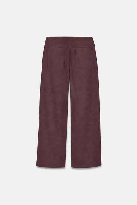 Damen High-Waist Weitbeinige Kunstlederhosen - Image 5