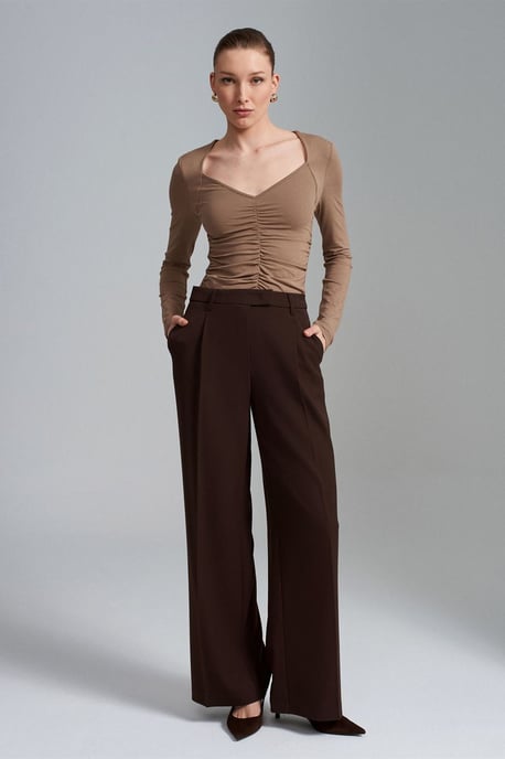 Damen High-Waist Weitbein-Crepe-Hosen - Image 1