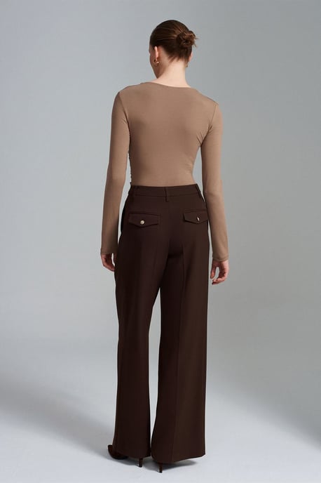 Damen High-Waist Weitbein-Crepe-Hosen - Image 2