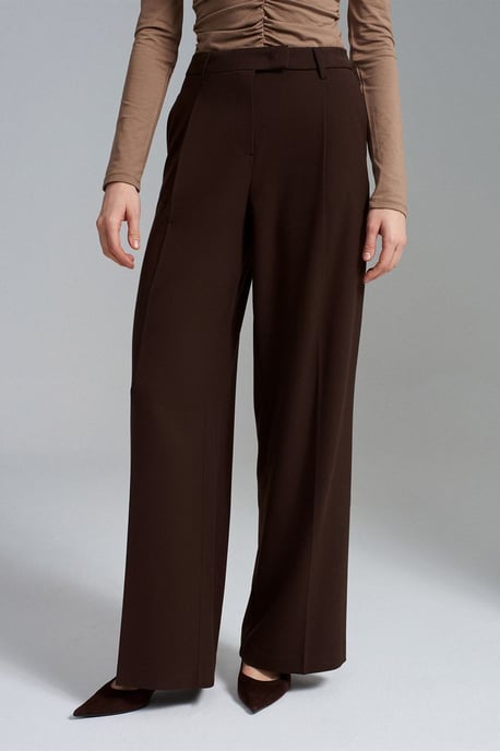 Damen High-Waist Weitbein-Crepe-Hosen - Image 3