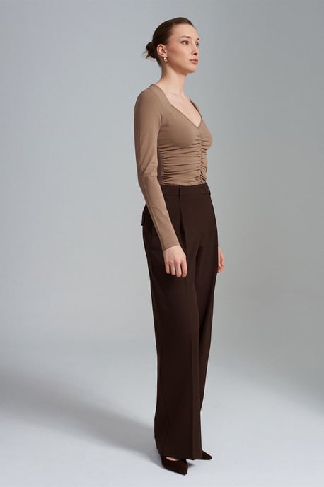 Damen High-Waist Weitbein-Crepe-Hosen - Image 4