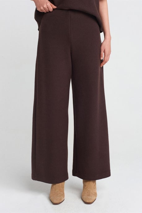 Damen Hohe Taille Weite Bein Strickhosen - Image 3