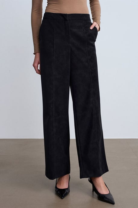 Hochtaillierte Weite Beine Kunstlederhose - Image 3