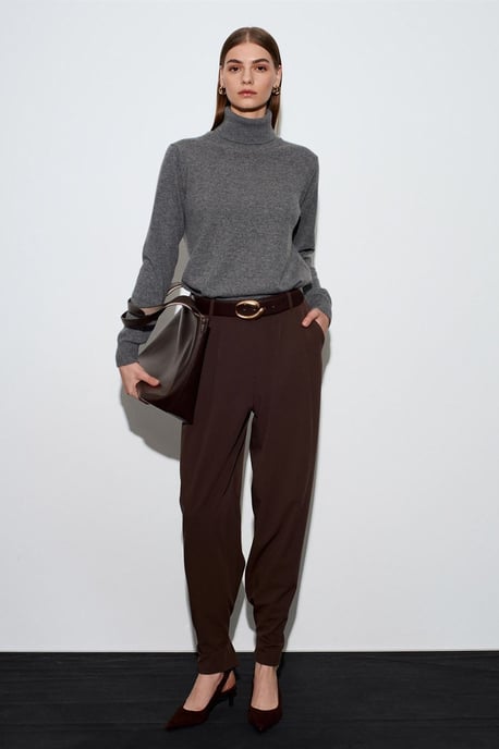 Damen Hohe Taille Weite Crepe-Hosen - Image 1