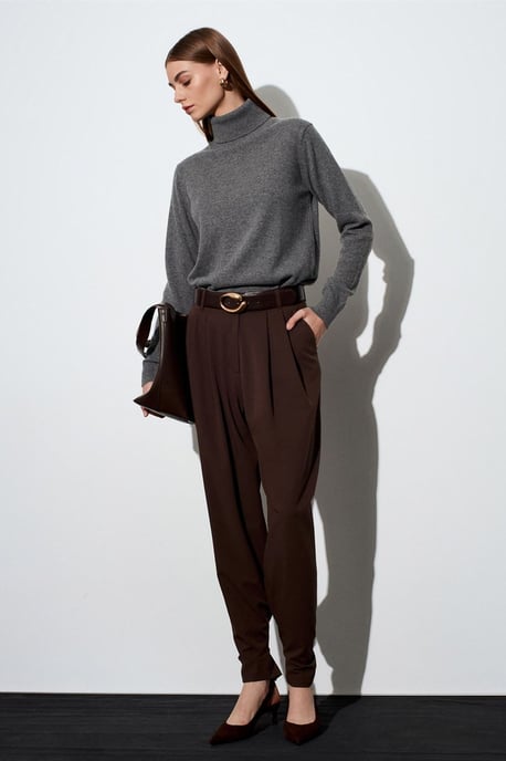 Damen Hohe Taille Weite Crepe-Hosen - Image 3