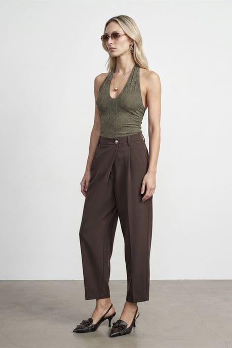 Hoch taillierte weite Crepe-Hosen - Image 1