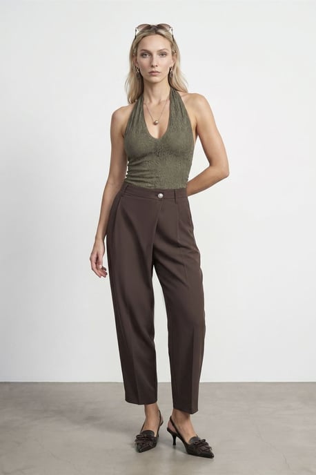 Hoch taillierte weite Crepe-Hosen - Image 4