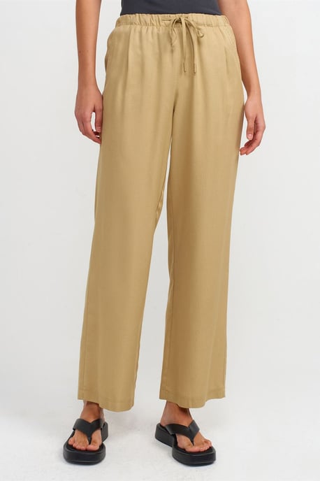Damen Tencel-Hosen mit weitem Bein und Kordelzugbund - Image 3