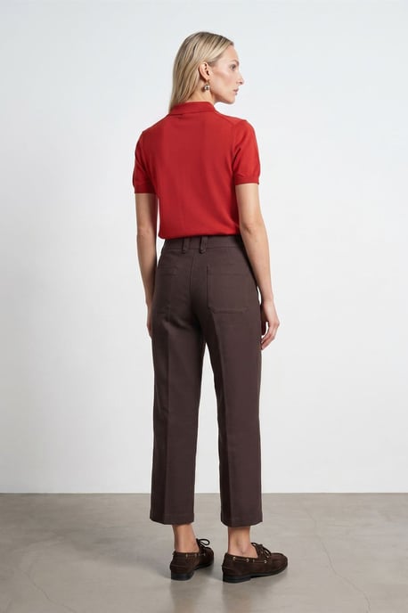 Hochgeschnittene Baumwoll-Poplin Capri-Culottes - Image 2