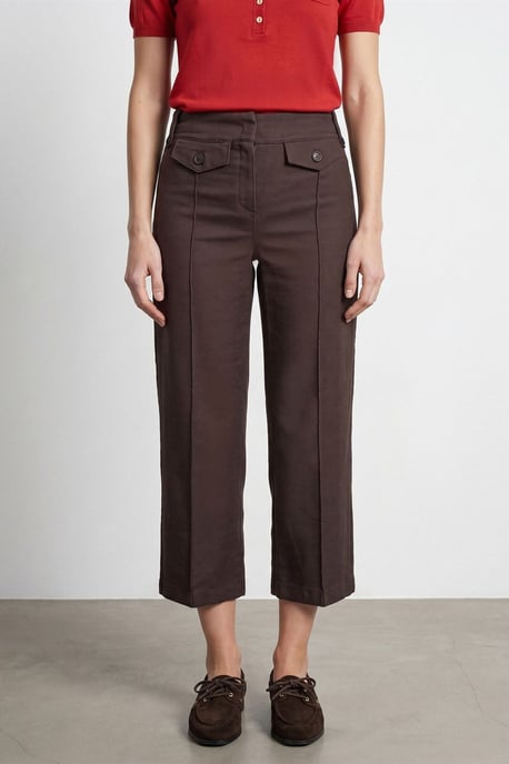 Hochgeschnittene Baumwoll-Poplin Capri-Culottes - Image 3