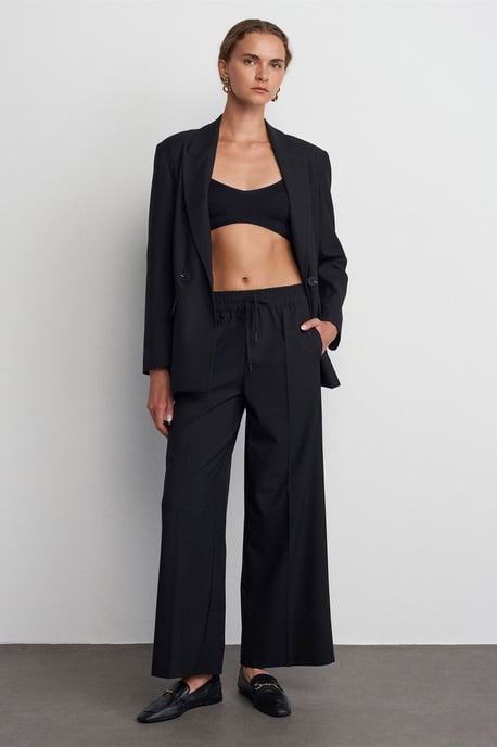 Weite Crepe-Hosen mit Kordelzugbund - Image 1