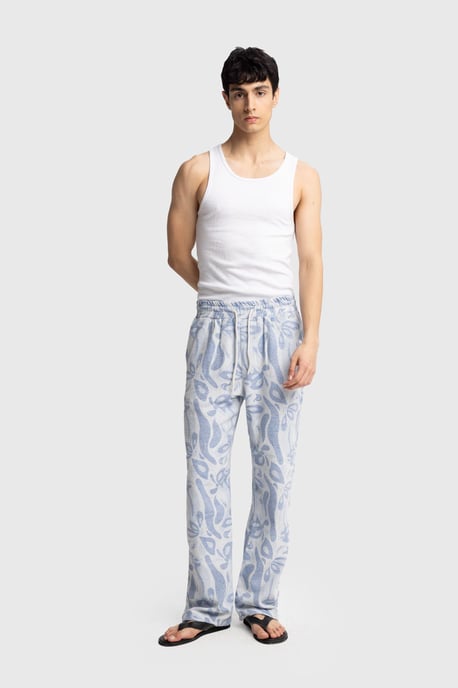 Herren Baumwoll Blumenmuster Strickhose - Image 1