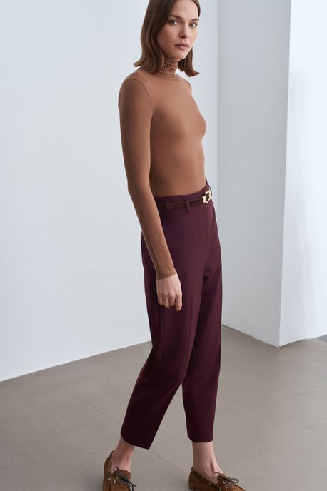 Hochgeschnittene gerade Crepe-Hosen - Image 2