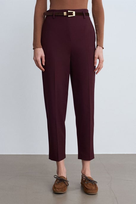 Hochgeschnittene gerade Crepe-Hosen - Image 4