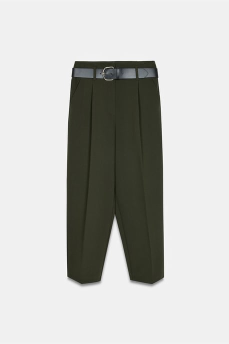 Hochtaillierte gerade Crepe-Hosen mit Gürtel - Image 5