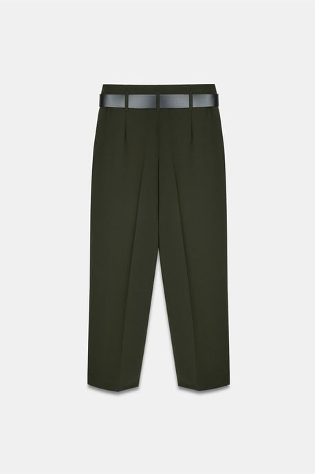 Hochtaillierte gerade Crepe-Hosen mit Gürtel - Image 6