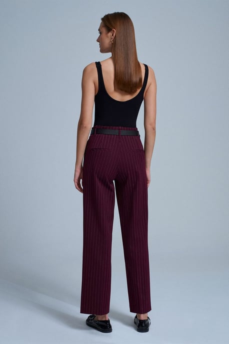 Gestreifte, taillierte Damen-Hosen im geraden Schnitt - Image 3