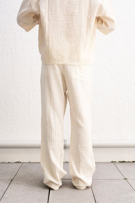 Strukturierte Baumwoll-Hose mit entspannter Passform und Kordelzug - Image 4