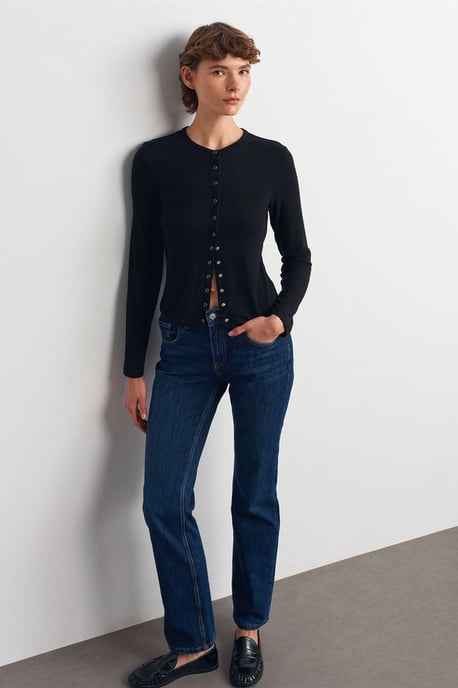 Hochtaillierte gerade Denim-Hose - Image 3