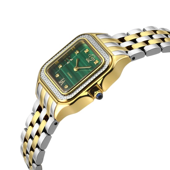 GV2 Milan Frauen Malachit Zifferblatt, zwei getönten SS/IPYG Armbanduhr - Image 3