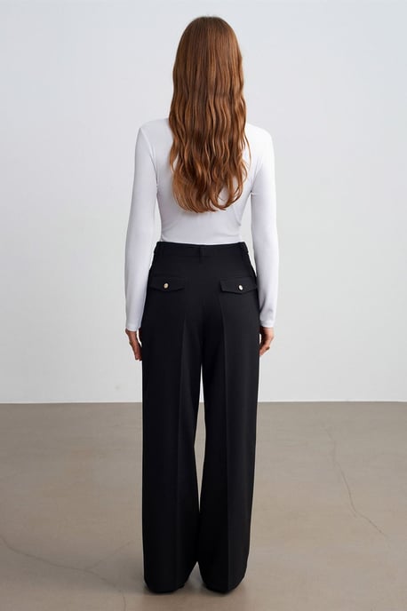 Damen High-Waist Weitbein-Crepe-Hosen - Image 2