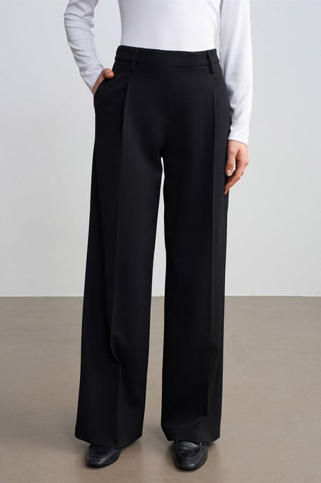 Damen High-Waist Weitbein-Crepe-Hosen - Image 3