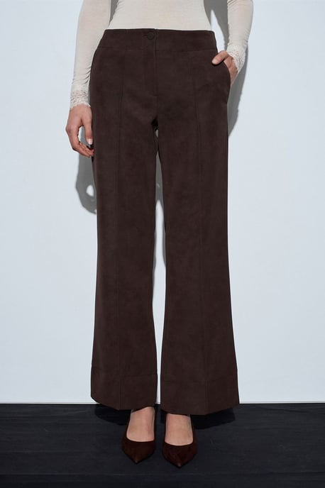 Damen Hochtaillierte Weite Kunstlederhose - Image 3