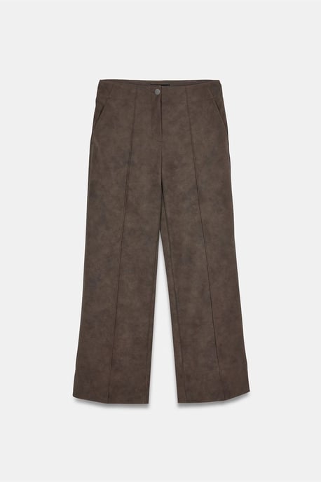 Damen Hochtaillierte Weite Kunstlederhose - Image 5
