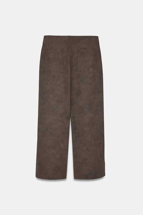 Damen Hochtaillierte Weite Kunstlederhose - Image 6